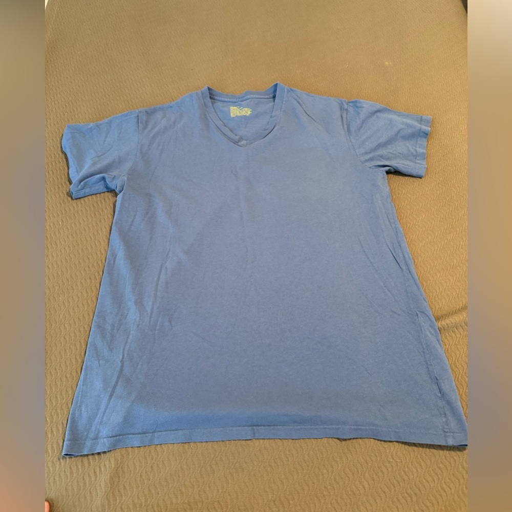 GAP two Men’s Medium V-neck tee shirts light & dark blue 100% cotton regular fit